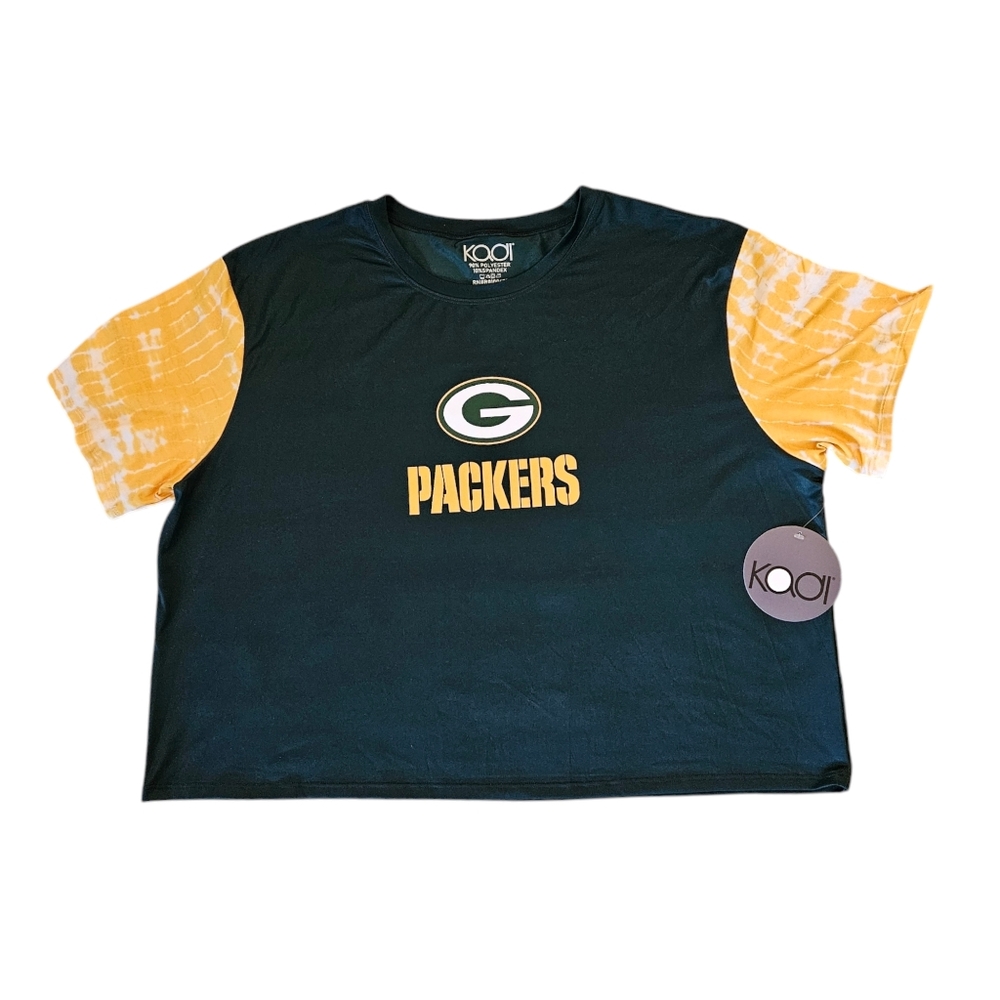 Kadl Green Bay Packers Women's Crop Top NWT NEW Size 2X Green Short Sleeve